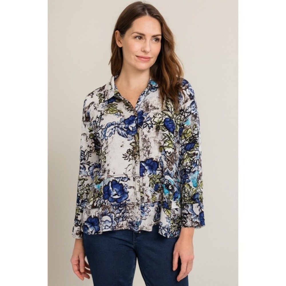 Habitat Floral Print Viscose Button Front Blouse Womens M